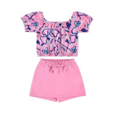 Imagem de Conjunto Cropped e Short-Saia Infantil Guloseima, Rosa, 4