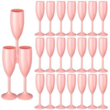 Imagem de Rkyhwowby Taça de acrílico para flauta de champanhe, reutilizável, inquebrável, taças de champanhe para despedida de solteira, casamento, chá de noiva (24, rosa-claro)