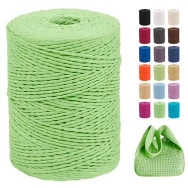 Imagem de CAMAL Fio de ráfia de 2 mm x 328 jardas para crochê, fita de papel de ráfia trançada de 2 camadas para embrulho de presente, cordão de ráfia suave para crochê rosa, chapéus, bolsas, artesanato de mão