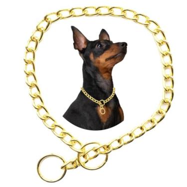 Imagem de Coleira de corrente para cães, coleira de metal para adestramento resistente, coleira martingale para cachorrinhos para cães PPP, PP, médio, grande, GG, dourado, PP