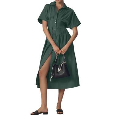 Imagem de Camisa maxi Dsewpaur listrada com botões frontais plissada para mulher