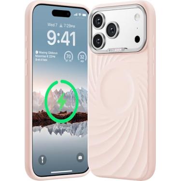 Imagem de memumi Capa de silicone magnético para telefone 17 Pro, compatível com Mag-Safe, capa protetora de silicone à prova de choque com forro de microfibra macia para telefone 17 Pro -Rosa