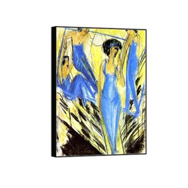 Imagem de Impressão em tela pintura famosa imagem de arte de parede - artistas azuis - pôster moldura preta para sala de estar banheiro decoração de casa 70 x 100 cm 27 x 39 pol