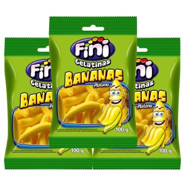 Imagem de Balas de Gelatina Fini Banana 100g | Kit com três unidades
