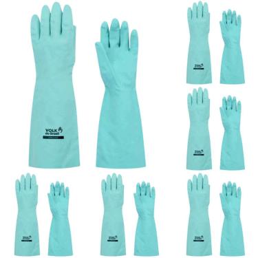 Imagem de Kit 12 Luva de Segurança Antiderrapante Nitrílica 45 EPI Profissional Volk