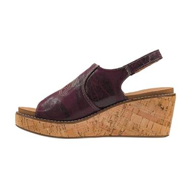 Imagem de Corkys Footwear Sandália plataforma de 6 cm mais procurada, com fecho de , palmilhas de EVA macias para uso o dia todo e costura de inspiração ocidental no cabedal, Borgonha, 40