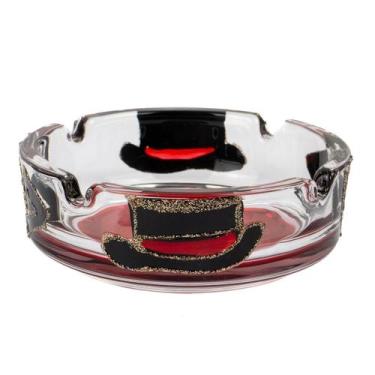 Imagem de Cinzeiro Exu Seu 7 Vidro Pintado Redondo 10 Cm 4 Apoios - Lua Mística 