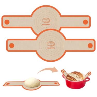 Imagem de Alça de silicone para forno holandês, 2 peças, antiaderente e fácil de limpar, reutilizável, tapete de silicone para assar pão com alças longas, pão de fermento fácil de transferir (pacote com 2