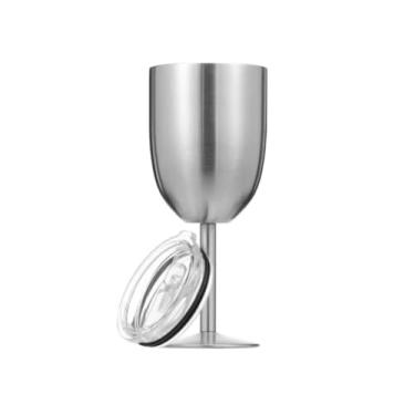 Imagem de Taça Térmica Prata Gin Drinks Vinho Bebidas Parede Dupla Com Tampa 480ml Frio Quente(Xina179-Ouro Rosa)