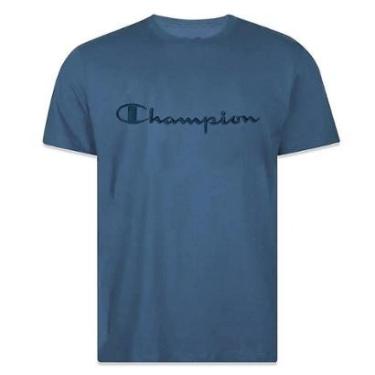 Imagem de Camiseta Champion Malhão Pes Mc Script Azul Petróleo-Masculino