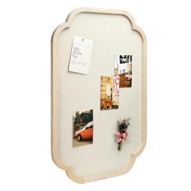 Imagem de Quadro de avisos recortado moderno – quadro de avisos de tecido rústico de 50 x 76 cm, madeira natural, quadro decorativo para fazenda, escritório em casa e visor de quadro de visão