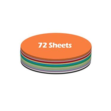 Imagem de Ezyaid Círculos de papel cartolina com cores sortidas, cartolina grossa com recorte redondo de 15 cm para artes e artesanato infantil, circular 42 kg/250 g/m², cartão pesado pré-cortado, 72 folhas
