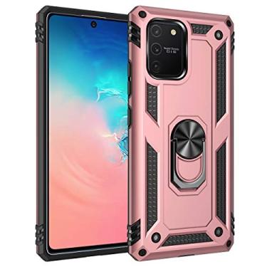 Imagem de SORAKA Capa para Samsung Galaxy S10 Lite com suporte de anel capa armadura para Samsung Galaxy S10 Lite capa traseira de policarbonato rígido com placa de metal para suporte magnético de telefone