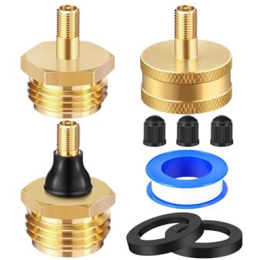 Imagem de MorningRo 3 peças de plugue de sopro de latão para anticongelante RV, mangueira de ar compatível com válvula Schrader para soprar linhas de água de trailer, válvula de inverno para campistas