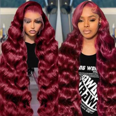 Imagem de Perucas frontais de renda JTMMP 99J Burgundy Body Wave 22 polegadas