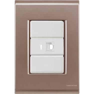 Imagem de Cj Tomada RJ45 RJ 45 Ethernet Liz Ouro Velho Tramontina completo pront