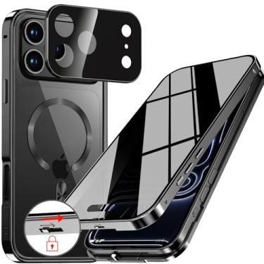 Imagem de Upholyee [Anel de metal CD e bloqueio automático pop-up capa magnética de privacidade para iPhone 17 Pro Max [compatível com MagSafe] [proteção de lente integrada] Capa protetora de corpo inteiro com