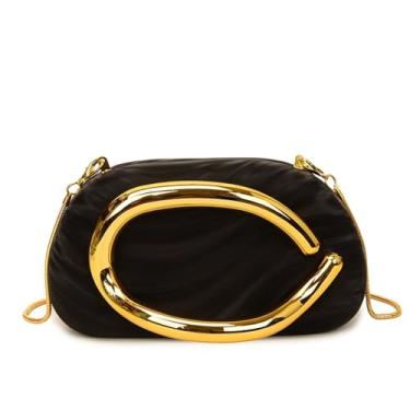 Imagem de Bolsa clutch de acrílico para mulheres, clássica, redonda, acrílica, noturna, vintage, metal, guidão, bolsa para festa de casamento, formatura, Preto 4