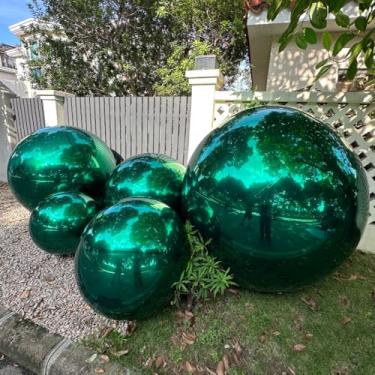 Imagem de Bola de espelho inflável grandes bolas brilhantes herméticas para pendurar e ficar em pé, esfera grande selada de PVC para eventos e festas de palco, publicidade, decoração de shows (1 peça verde