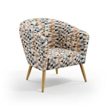 Imagem de Poltrona Vênus Detalhada Suede Estampado Laranja Aradecor