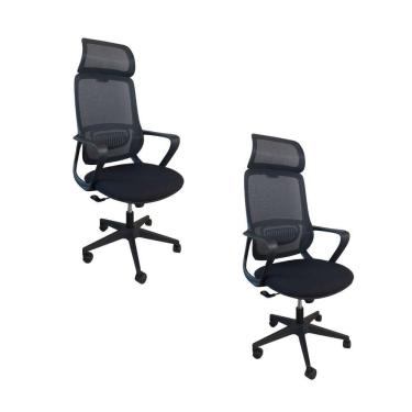 Imagem de Kit 2 Cadeiras De Escritório Presidente Ergonômica Oficial Corporativa Vinci Apoio Nuca