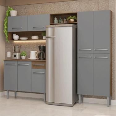 Imagem de Armário De Cozinha Completa 229cm Rustic-cinza Emilly Madesa 017