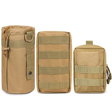 Imagem de Bolsa Gogoku Molle, pacote com 2 bolsas táticas, bolsa de cintura EDC para uso compacto, Tan