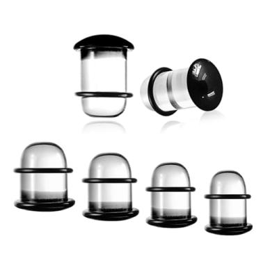 Imagem de Casvort 2 plugues de alongamento intemporais de 11 mm confortáveis e sem dor de vidro preto, alargador único, alargador, cone de piercing corporal de 7/40.6 cm, kits de alongamento de lóbulo de orelha