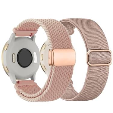 Imagem de TUCOMO Pacote com 2 pulseiras de relógio de nylon trançado elásticas compatíveis com Garmin Venu 3S/Venu 2S/Vivoactive 4S/Vivomove 3S, pulseiras de tecido elástico de 18 mm para Garmin Forerunner 255S