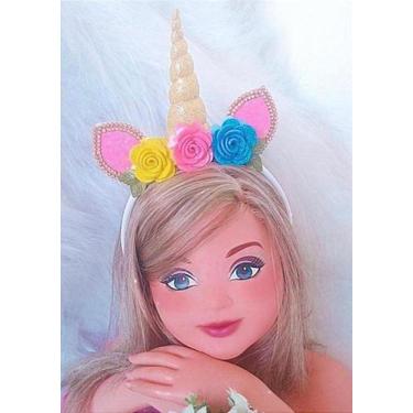 Imagem de Tiara de Unicórnio Temática para Festa e Fantasia - Fabuloso Ateliê
