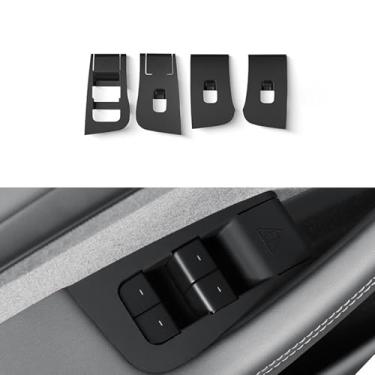 Imagem de ushilife Apoio de braço de porta em silicone com acabamento para Tesla Model Y Juniper 2025, Tampa do painel do interruptor da porta, Painel do interruptor do elevador da janela do carro (preto)