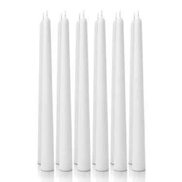 Imagem de Homeology 12 velas cônicas clássicas de 25,4 cm, branco puro, queima de 7 a 8 horas, castiçais altos sem cheiro