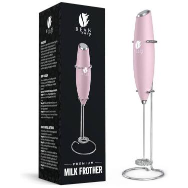 Imagem de Bean Envy Espumador Elétrico de Leite em Aço Inoxidável a Bateria com Suporte, Rosa