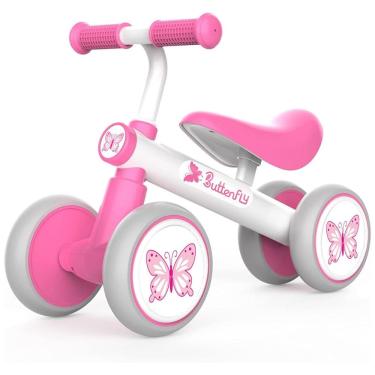 Imagem de Bicicleta sem Pedal Infantil com 4 Rodas para Crianças de 1 a 4 Anos, Branca e, XIAPIA,...