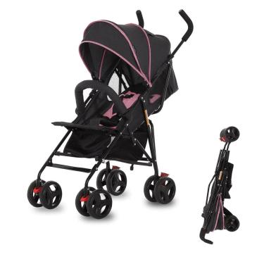 Imagem de Carrinho de Bebê Dream On Me Vista Moonwalk em Rosa e Preto, Leve e Compacto, Reclináve...