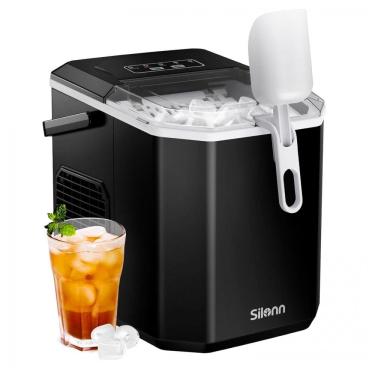 Imagem de Máquina de Gelo até 11 kg em 24H Portátil com Alça, 110V, Silonn SLIM21, Preta