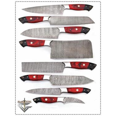 Imagem de Conjunto de Facas Profissionais G16Red, 8 Peças, Aço Inoxidável, GLADIATORSGUILD, Vermelho