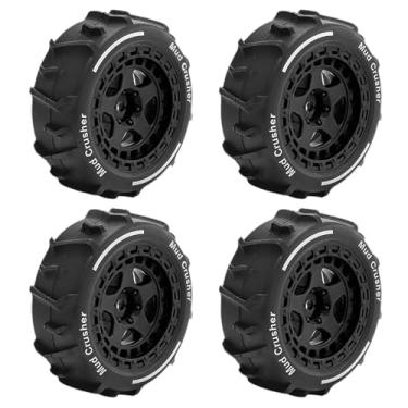 Imagem de menolana Rodas de reposição para todo-terreno RC 4 x 2,8 x 1 polegada para veículos 1/14, acessório profissional resistente, para neve, praia, deserto, Preto