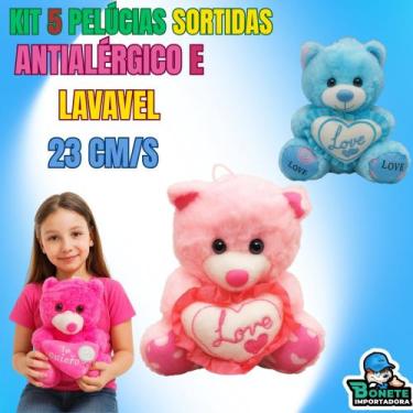 Imagem de Kit com 5 Ursos de Pelúcia Love 23 cm  Cores Sortidas - Toy King