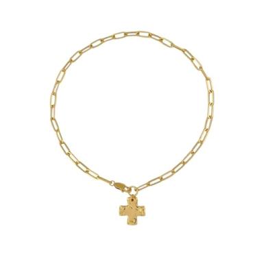 Imagem de Colar de cruz dourada para mulheres, pingente de crucifixo delicado, colar de corrente grossa com clipe de papel, gargantilha, colares religiosos, acessórios para presentes, Large, Liga de aço, Sem