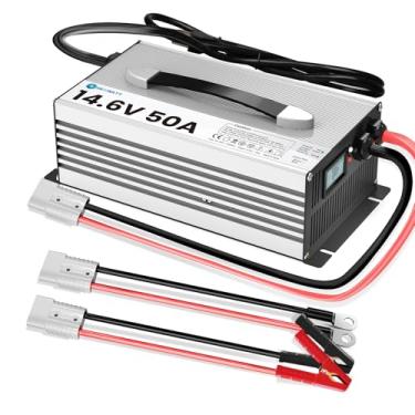 Imagem de Hexwatt Carregador de bateria LiFePO4 de 14,6 V 50 A de lítio 12 V 50 amp para baterias LiFePO4 de 12,8 V, tela LCD e LED, porção completa, ideal para RV, Marinha, Energia Solar
