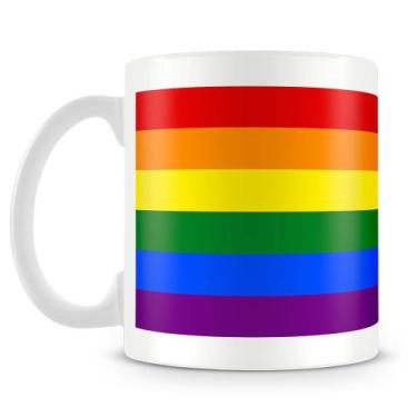 Imagem de Caneca de Porcelana com Estampa da Bandeira Gay - 325ml - Amo Canecas