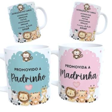 Imagem de Kit 2 Canecas de Ceramcia Promovido a Padrinho e Madrinha
