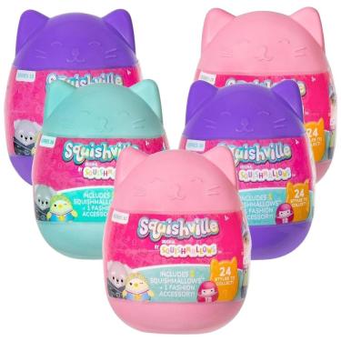 Imagem de Kit Surpresa de 5 Pelúcias Squishmallows 5 cm para Crianças, Squishville, Colorido