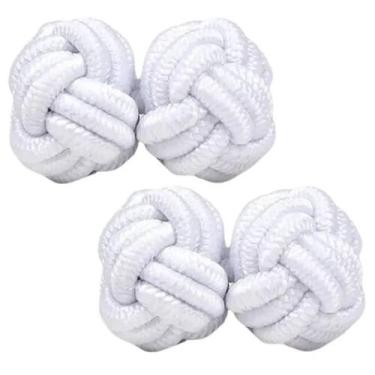 Imagem de Abotoadura Seda Branco Para Punho Camisa Social Feita A Mão - H2T Bras