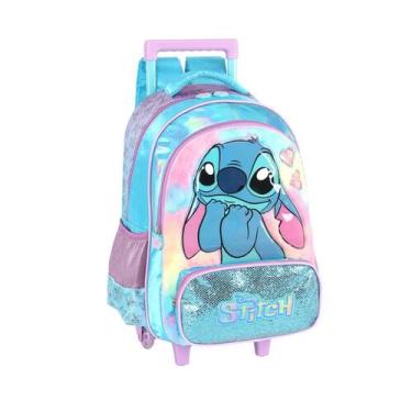 Imagem de Mochila Rodinhas Stitch Passeio Infantil Meninas Escolar, Azul