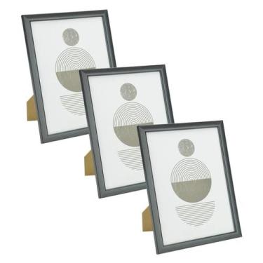 Imagem de Kit 3 Porta Retratos de Madeira Moderno 10x15 Preto - Livon