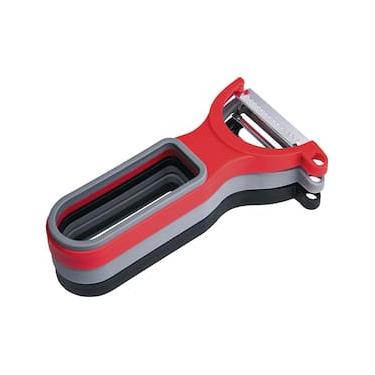 Imagem de Descascador Multiuso 3 Peças Aço Inox Euro Home - Vermelho/Cinza/Preto