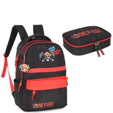 Imagem de Kit Mochila De Costas Juvenil One Piece Vermelho Luxcel