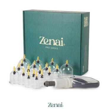 Imagem de Zenai - Kit Ventosa Com 18 Copos e Bomba de Alta Sucção Ventosaterapia